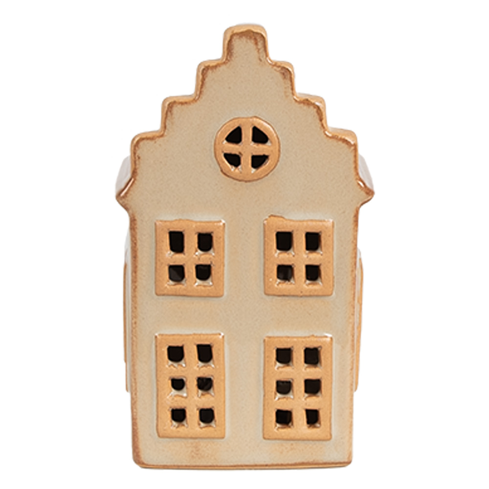 Clayre & Eef | Decoratie Huisje met LED Beige 6x6x11 cm | 6CE1843