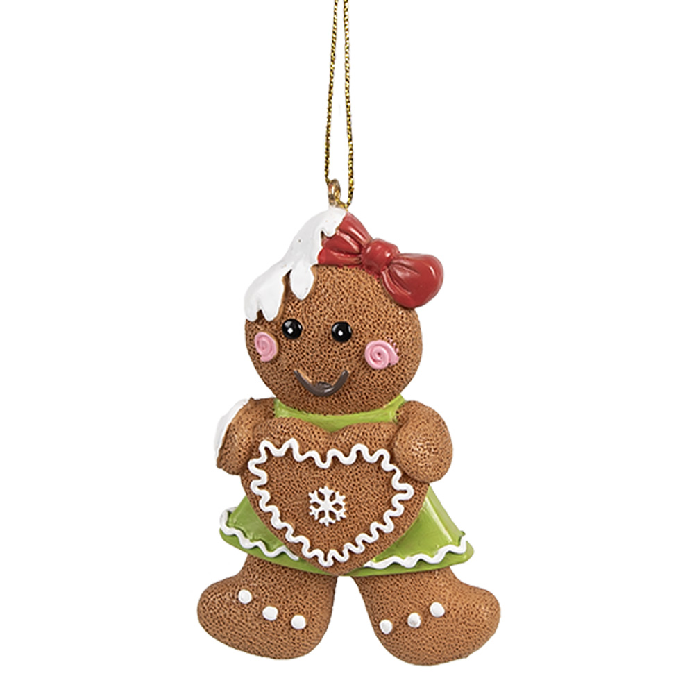 Clayre & Eef | Decoratie Hanger Peperkoekpop Bruin Wit 5x1x8 cm | 6PR4331