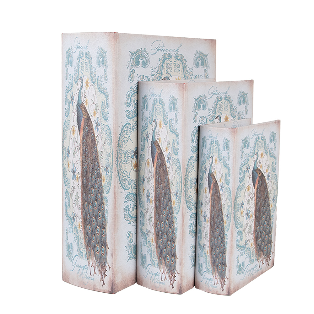 Clayre & Eef | Opbergdoos Blauw Groen (3) 27x22x7 / 22x17x6 / 17x12x4 cm | 65690