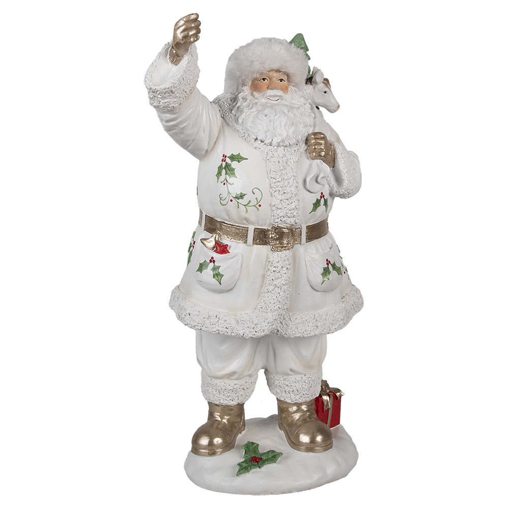 Clayre & Eef | Kerstdecoratie Kerstman Wit 21x23x43 cm | 6PR4295