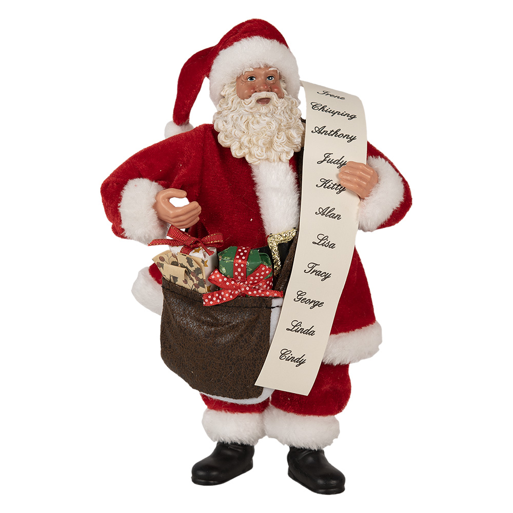 Clayre & Eef | Kerstdecoratie Kerstman Rood Wit 17x10x27 cm | 65598