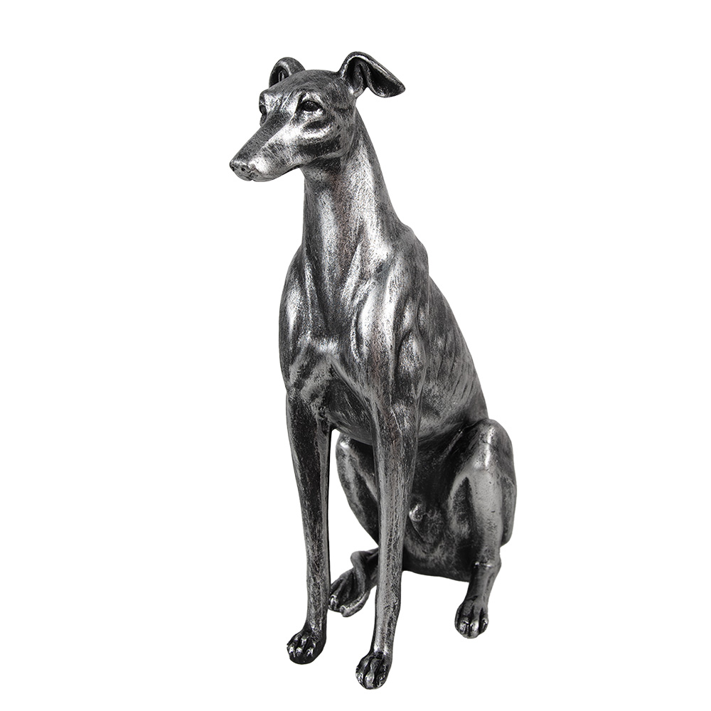 Clayre & Eef | Decoratie Beeld Hond Zilverkleurig 20x10x30 cm | 6PR5068