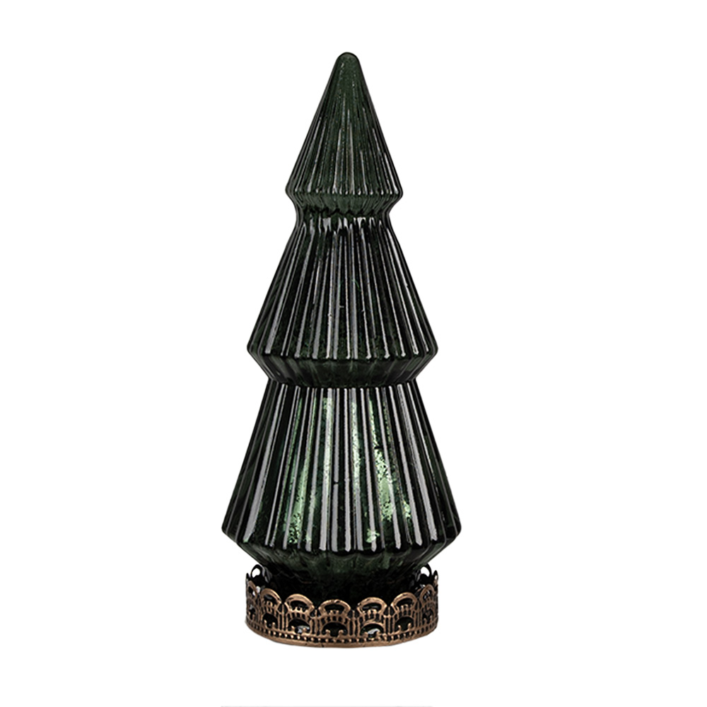 Clayre & Eef | Kerstdecoratie Kerstboom met LED Groen ø 13x23 cm / 2xAAA | 6GL4573GR