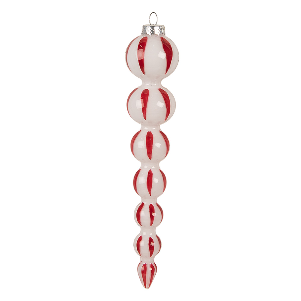 Clayre & Eef | Kerstbal Wit Rood ø 3x18 cm | 6GL4614