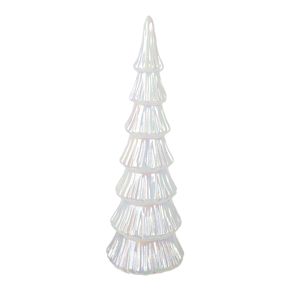 Clayre & Eef | Kerstdecoratie Beeld Kerstboom met LED Wit ø 11x32 cm | 6GL4643