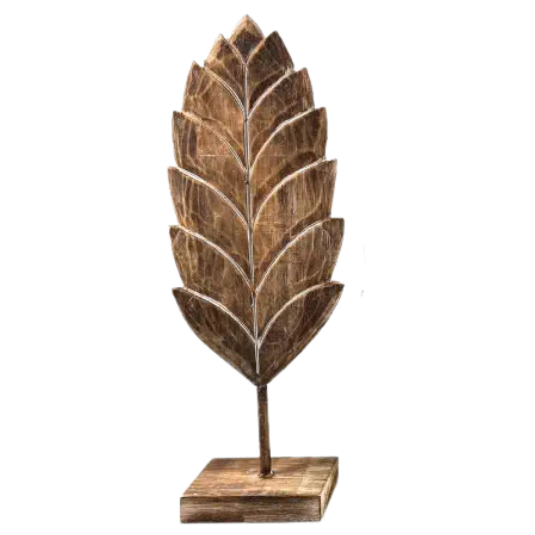 Blad carving L op voet 54x619x9cm naturel hout| WA7897 | Woodart | Stoer & Sober Woonstijl