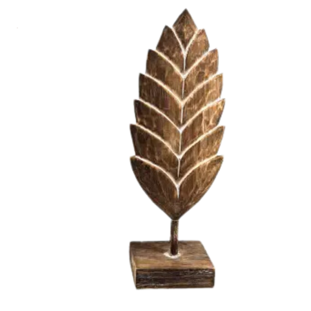 Blad carving S op voet 38x15x9cm naturel hout| WA7895 | Woodart | Stoer & Sober Woonstijl