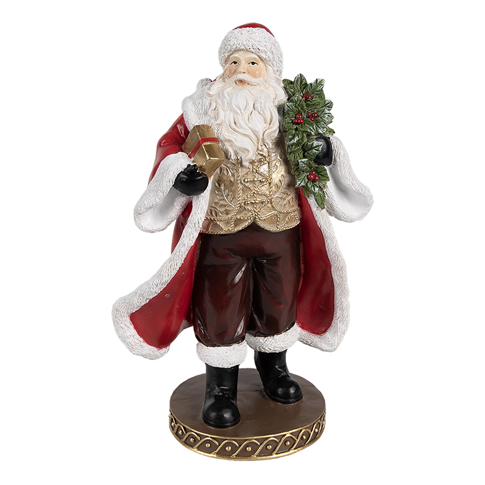 Clayre & Eef | Kerstdecoratie Kerstman Rood Bruin 13x10x23 cm | 6PR4278