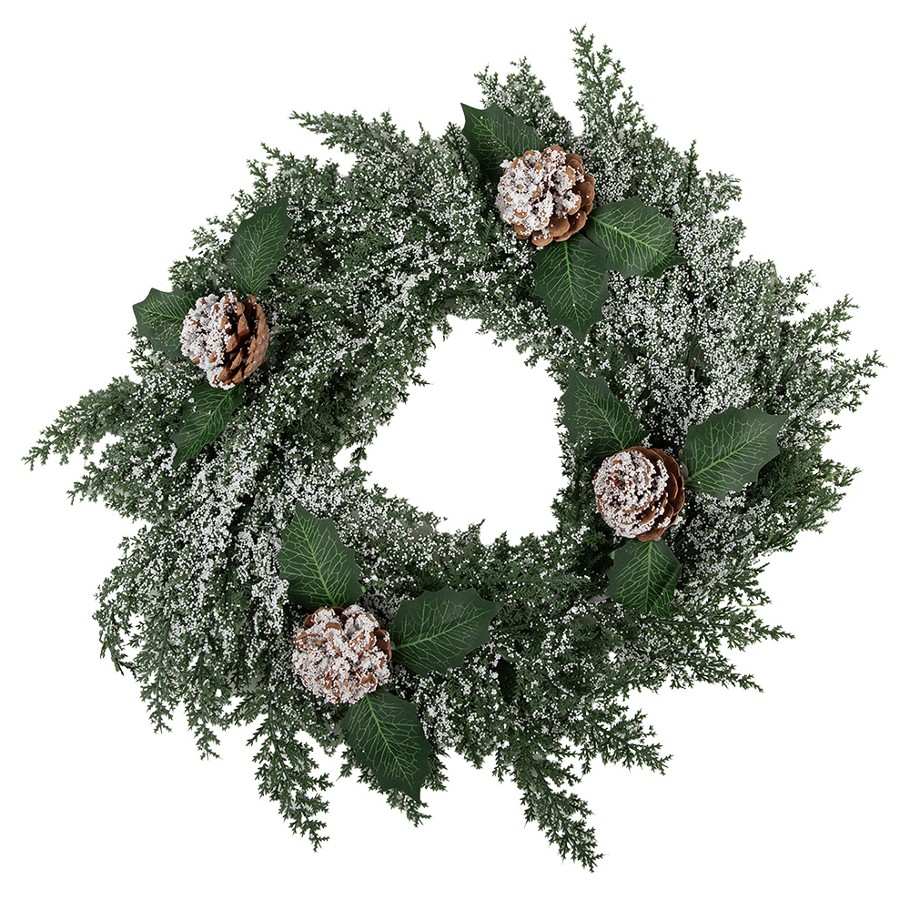 Clayre & Eef | Kerstdecoratie Krans Groen Wit ø 40x5 cm | 65776