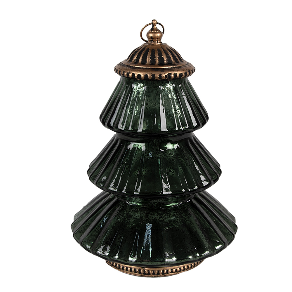 Clayre & Eef | Kerstdecoratie Beeld Kerstboom met LED Groen ø 16x22 cm | 6GL4574GR