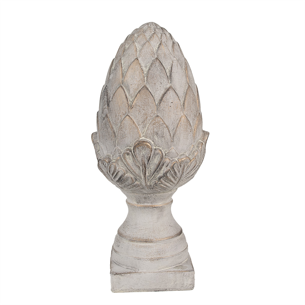 Clayre & Eef | Decoratie Beeld Dennenappel Grijs ø 17x39 cm | 6TE0545L