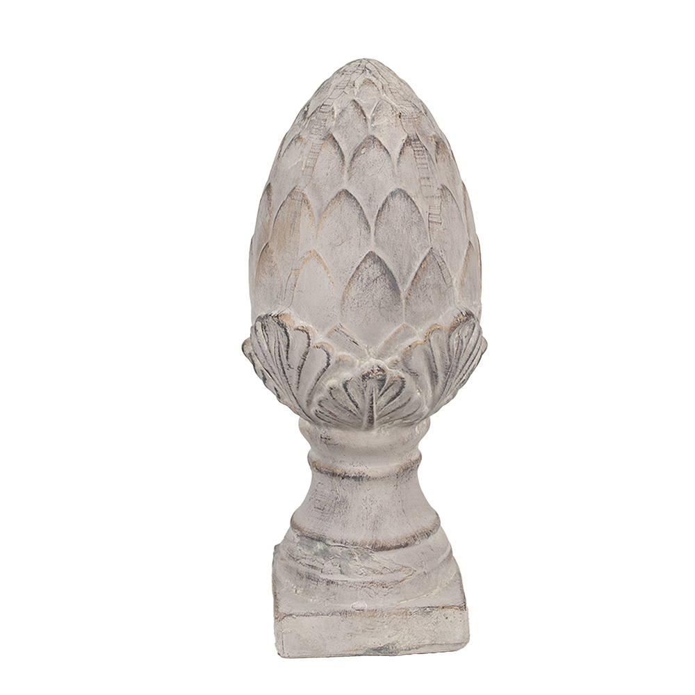 Clayre & Eef | Decoratie Beeld Dennenappel Grijs ø 14x33 cm | 6TE0545M