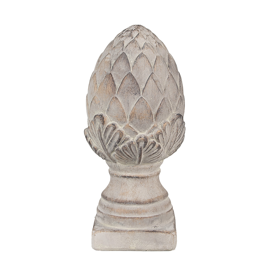 Clayre & Eef | Decoratie Beeld Dennenappel Grijs ø 12x26 cm | 6TE0545S