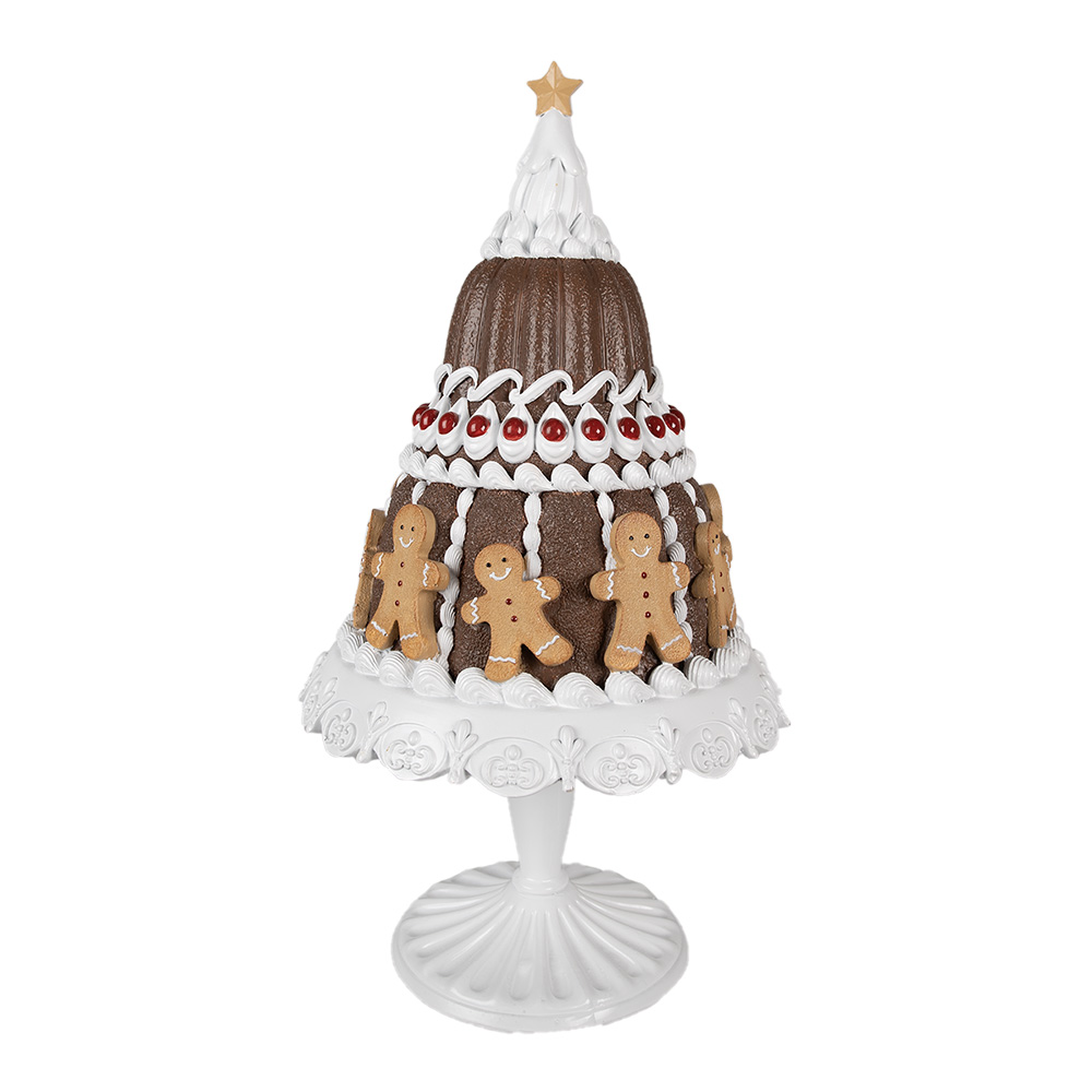 Clayre & Eef | Decoratie taart Bruin Wit ø 29x52 cm | 6PR4247