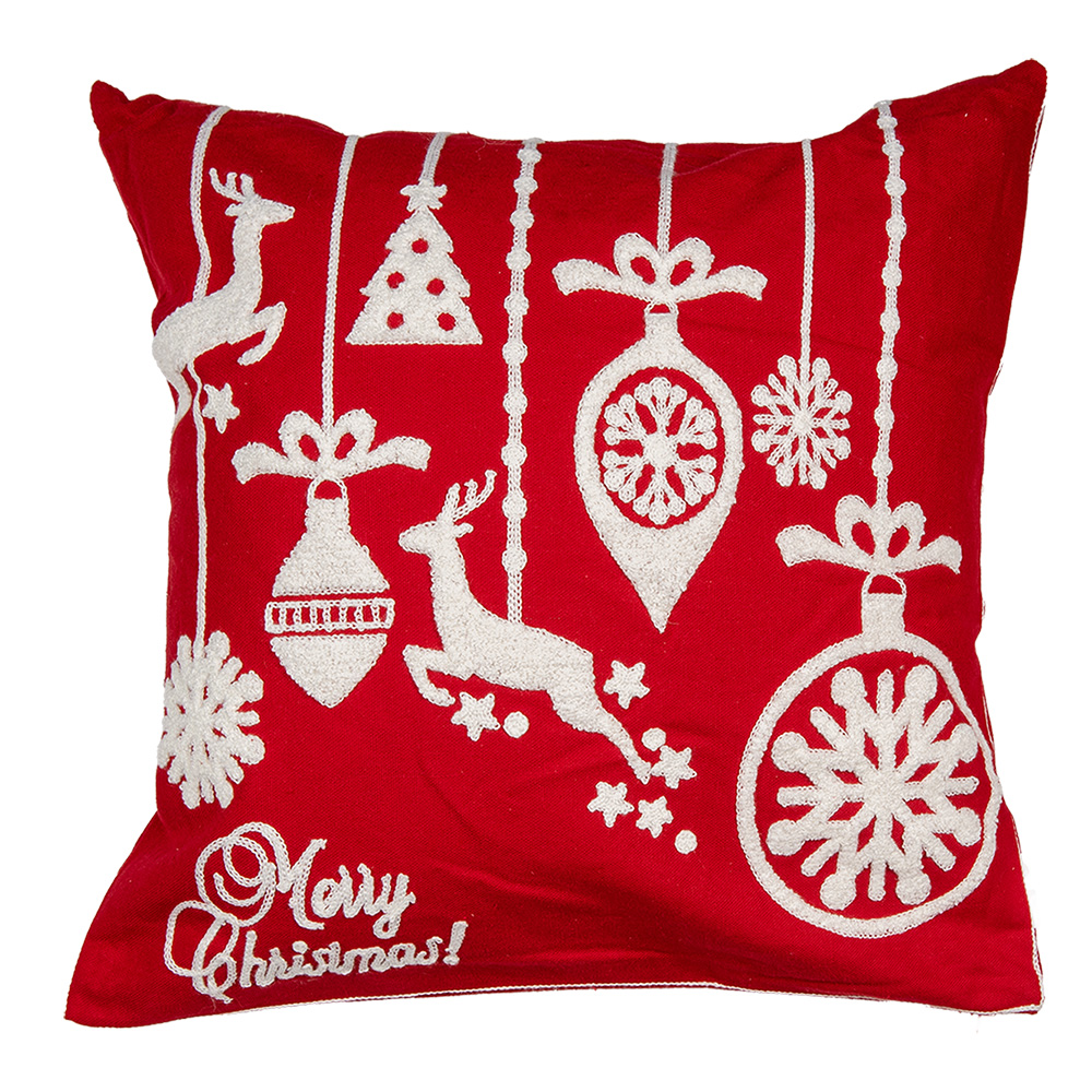 Clayre & Eef | Kussenhoes Rood Wit 45x45 cm | KT021.355