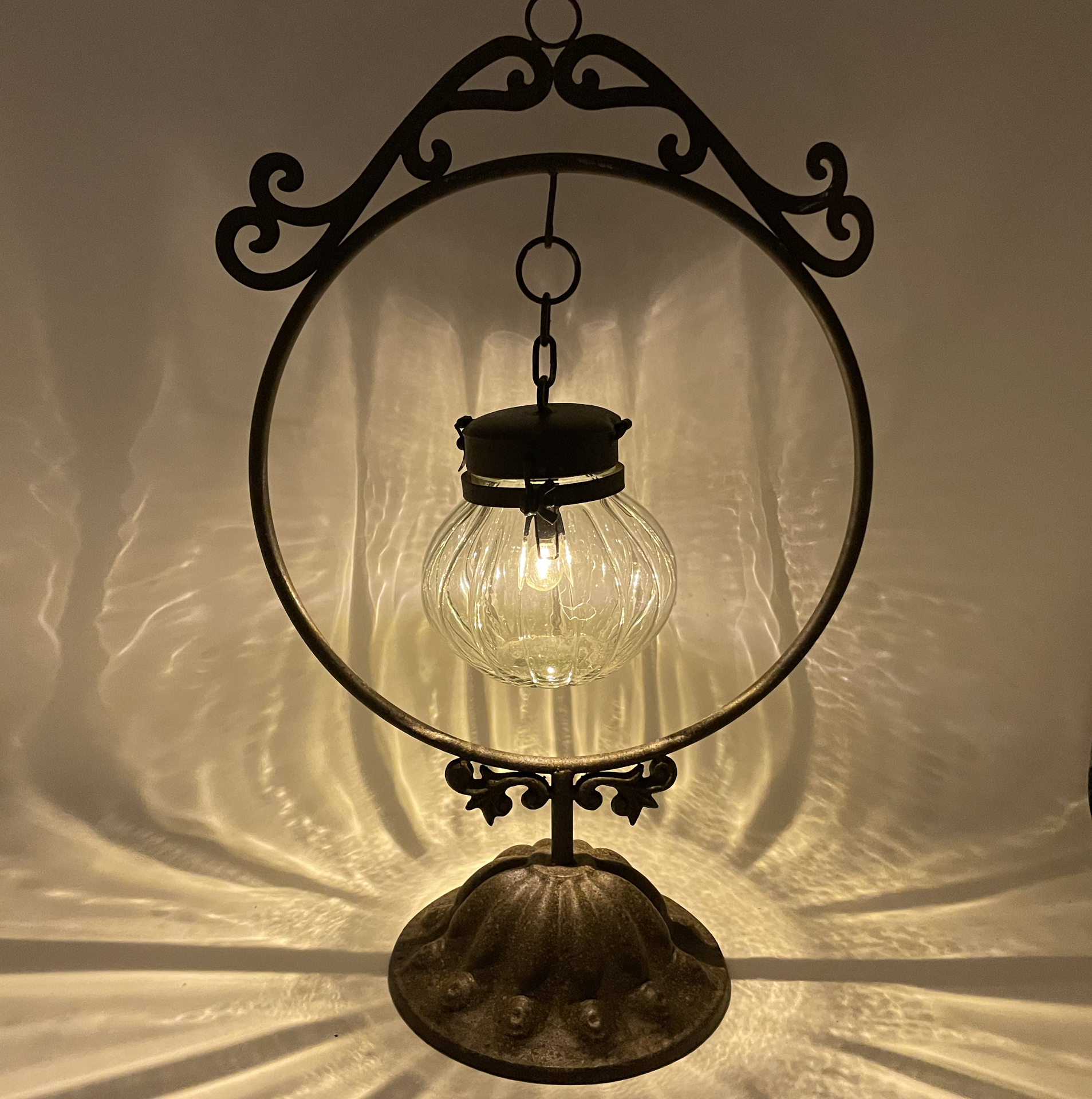 Lantaarn lamp aan metalen standaard bruin timer 56 x 20 cm ijzer | 813040 | Home Sweet Home | Stoer & Sober Woonstijl