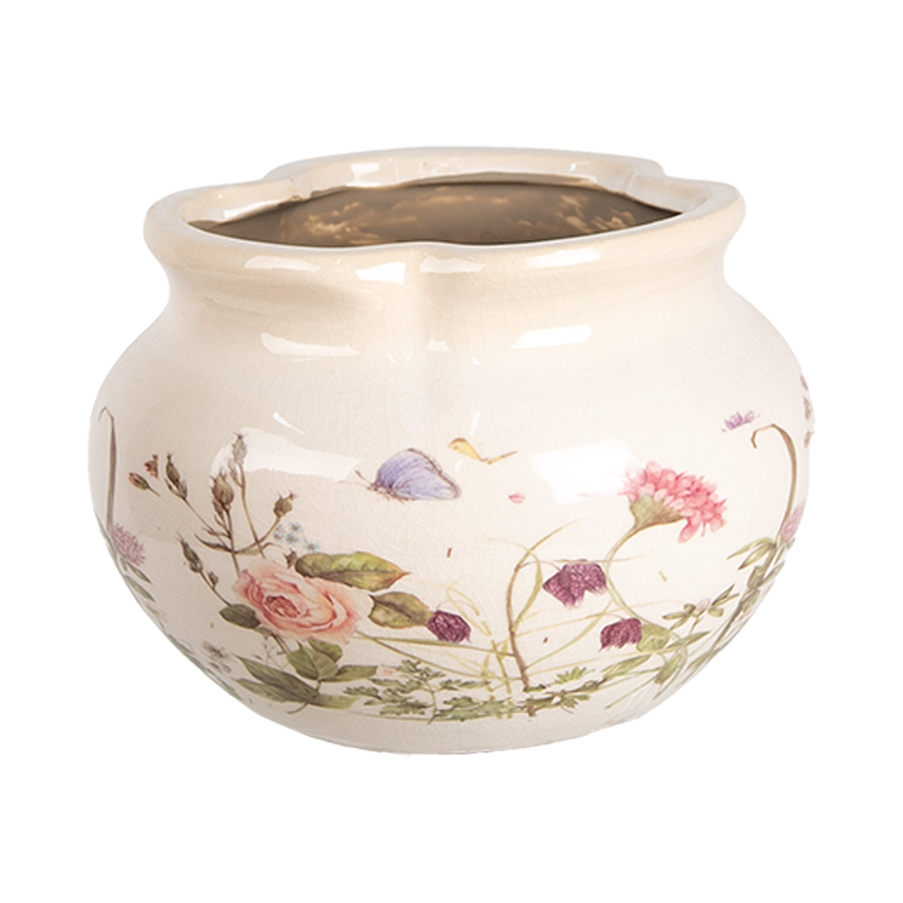 Clayre & Eef | Bloempot Binnen Beige Roze ø 17x12 cm | 6CE1944S