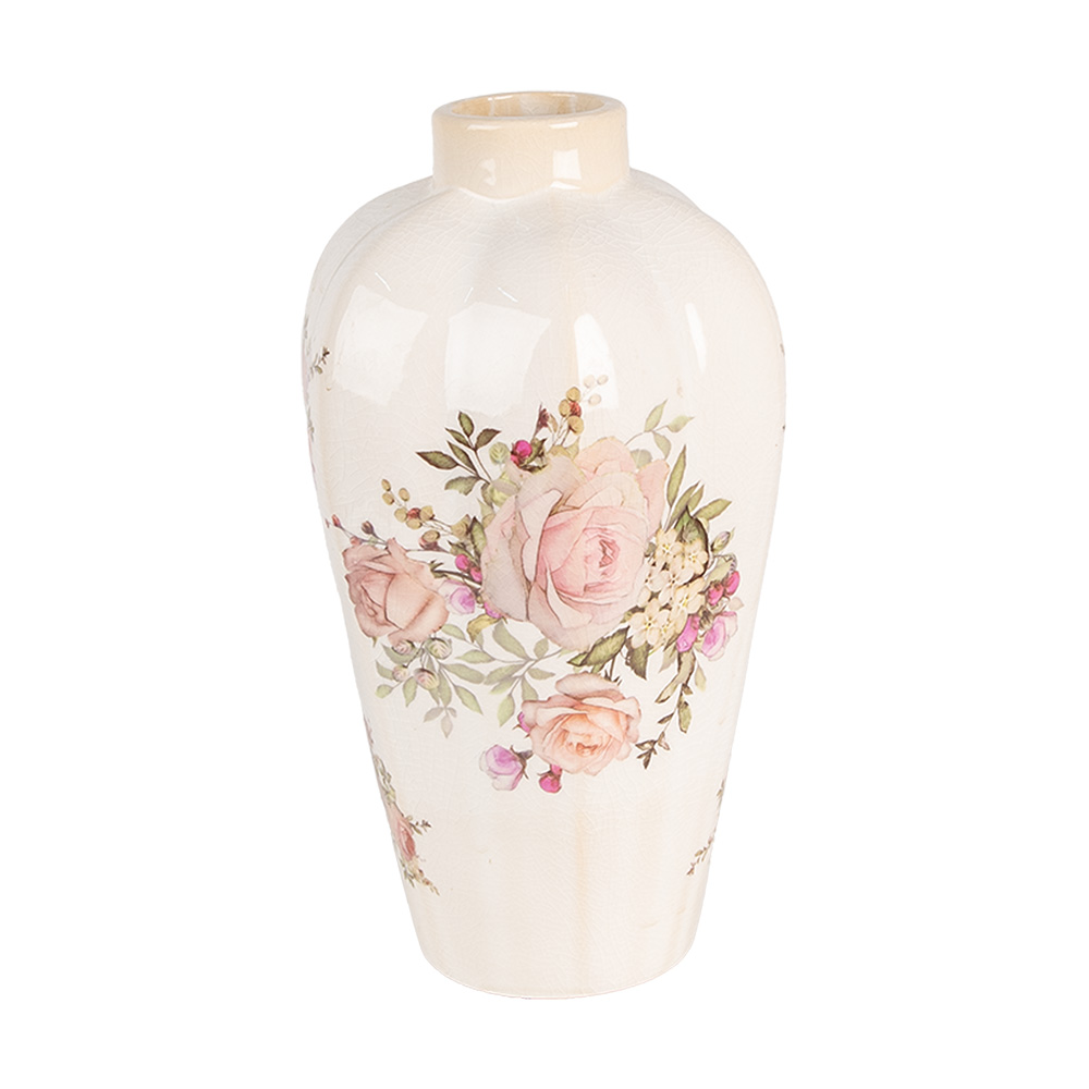 Clayre & Eef | Vaas Beige Roze ø 17x30 cm | 6CE1963S