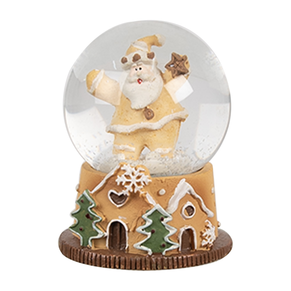 Clayre & Eef | Sneeuwbol Kerstman Bruin Wit ø 5x6 cm | 65764