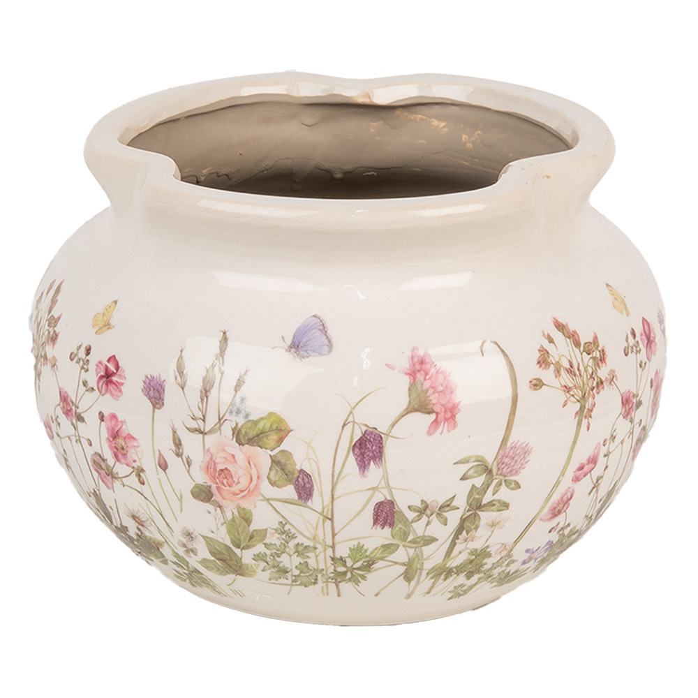Clayre & Eef | Bloempot Binnen Beige Roze ø 23x16 cm | 6CE1944L