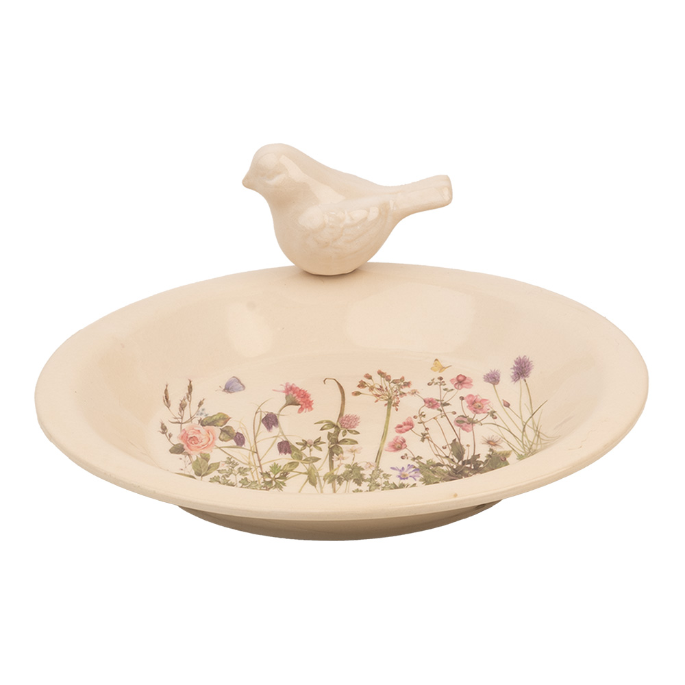 Clayre & Eef | Vogelvoederbak Beige Roze &oslash; 26x10 cm | 6CE1948L