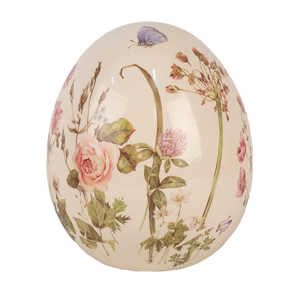 Clayre & Eef | Decoratie Ei Beige Roze ø 14x16 cm | 6CE1918L