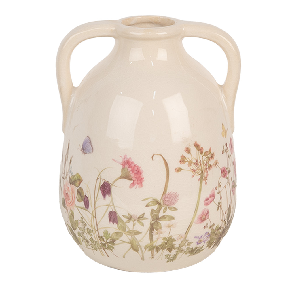 Clayre & Eef | Vaas Beige Roze ø 14x18 cm | 6CE1947M