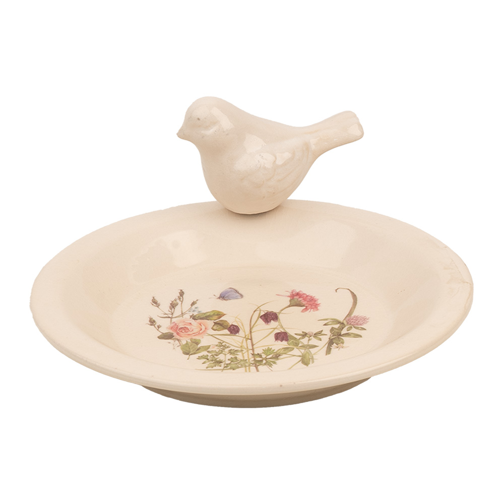 Clayre & Eef | Vogelvoederbak Beige Roze &oslash; 21x10 cm | 6CE1948M