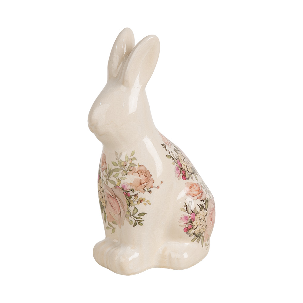 Clayre & Eef | Decoratie Beeld Konijn Beige Roze 13x10x21 cm | 6CE1956M
