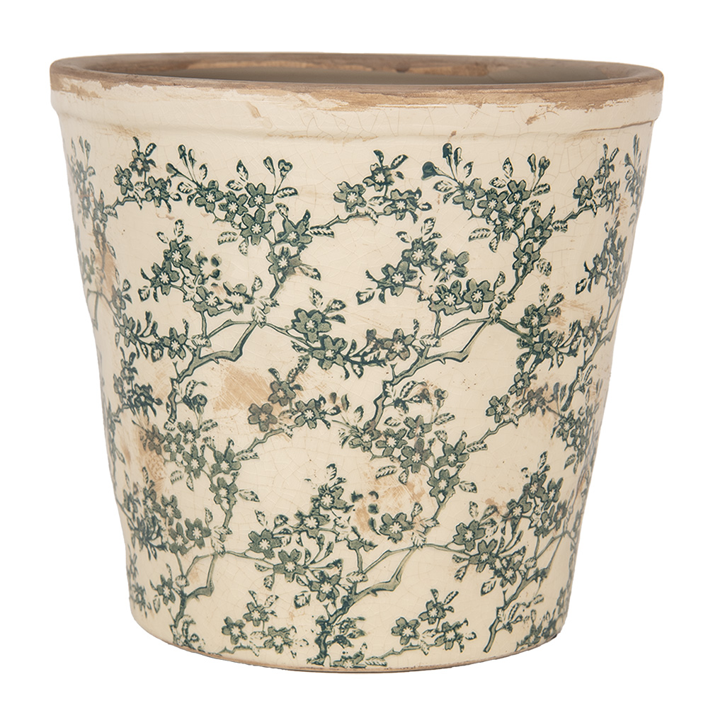 Clayre & Eef | Bloempot Binnen Beige Groen ø 21x20 cm | 6CE1976L