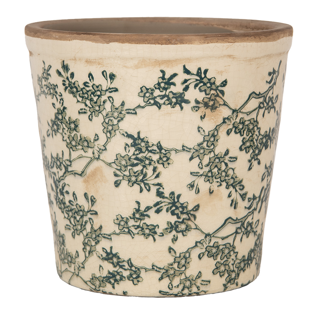 Clayre & Eef | Bloempot Binnen Beige Groen ø 17x16 cm | 6CE1976M