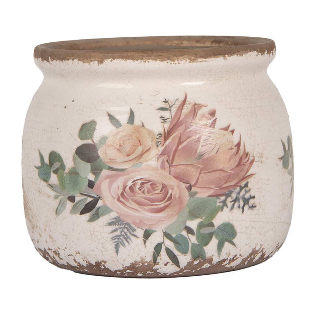 Clayre & Eef | Bloempot Binnen Beige Roze ø 12x10 cm | 6CE1978S
