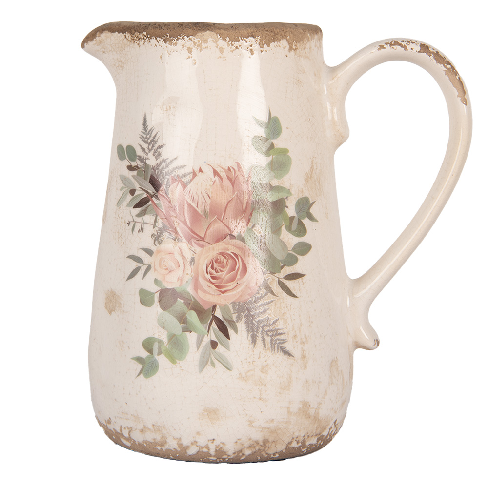 Clayre & Eef | Decoratieve Schenkkan Beige Roze 17x12x18 cm | 6CE1979M
