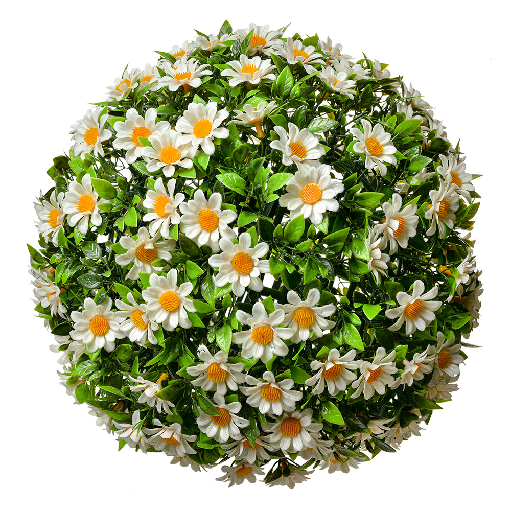 Clayre & Eef | Decoratie bol kunstbloem Margriet Wit Groen ø 30 cm | 6PL0324L