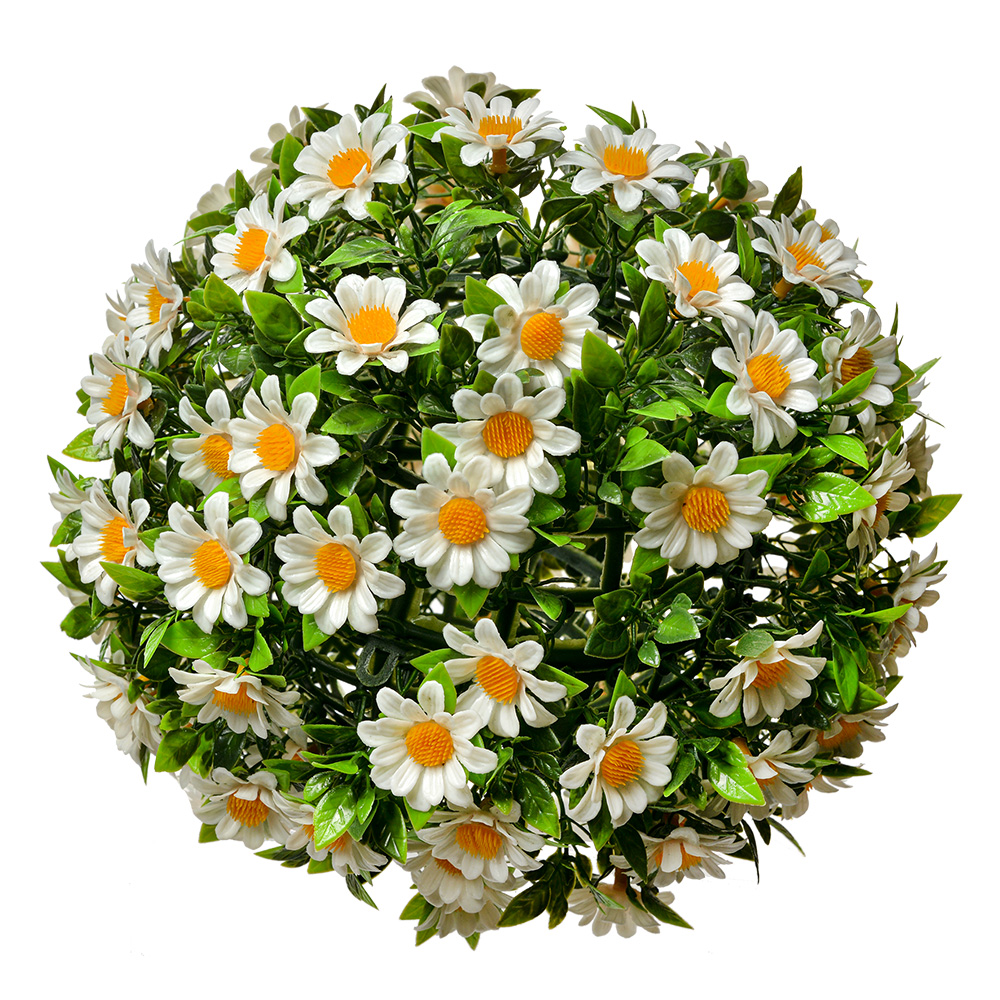 Clayre & Eef | Decoratie bol kunstbloem Margriet Wit Groen ø 22 cm | 6PL0324M