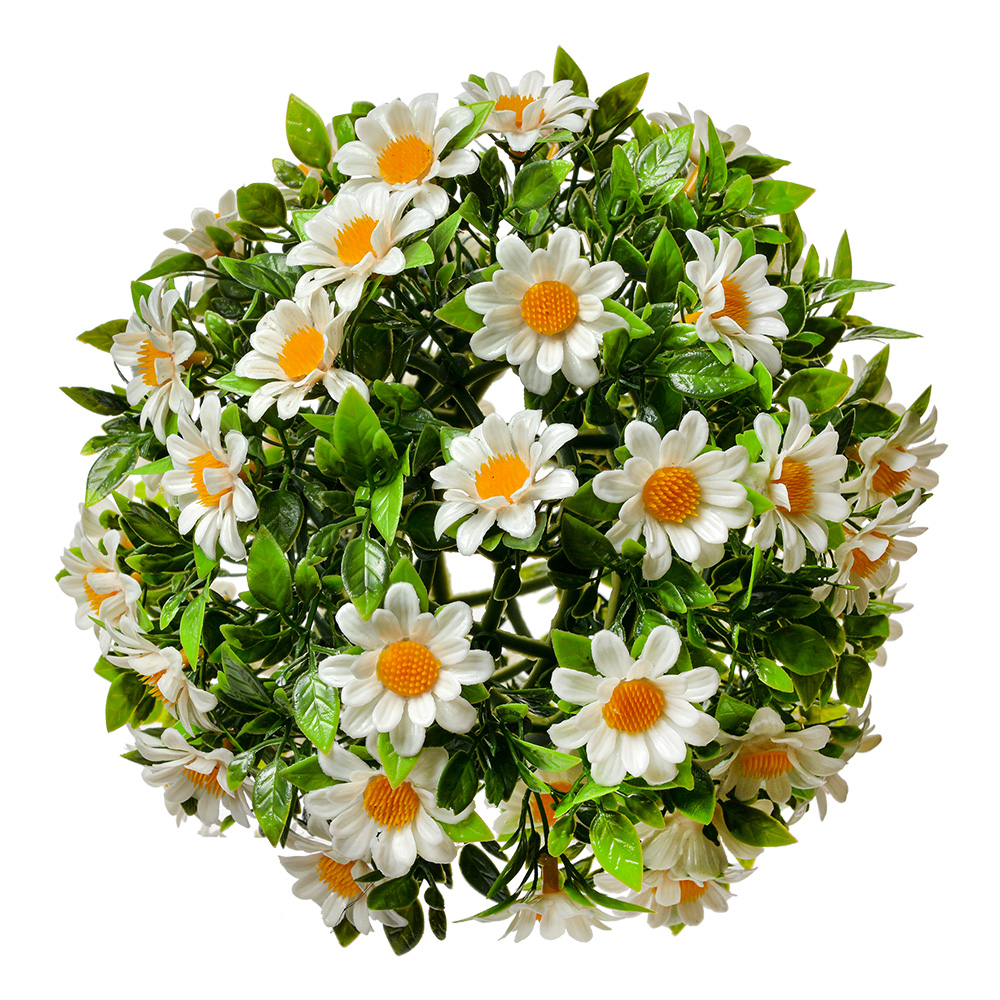 Clayre & Eef | Decoratie bol kunstbloem Margriet Wit Groen ø 10 cm | 6PL0324S