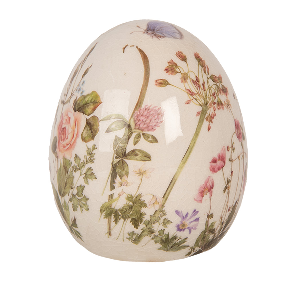 Clayre & Eef | Decoratie Ei Beige Roze ø 7x9 cm | 6CE1918S