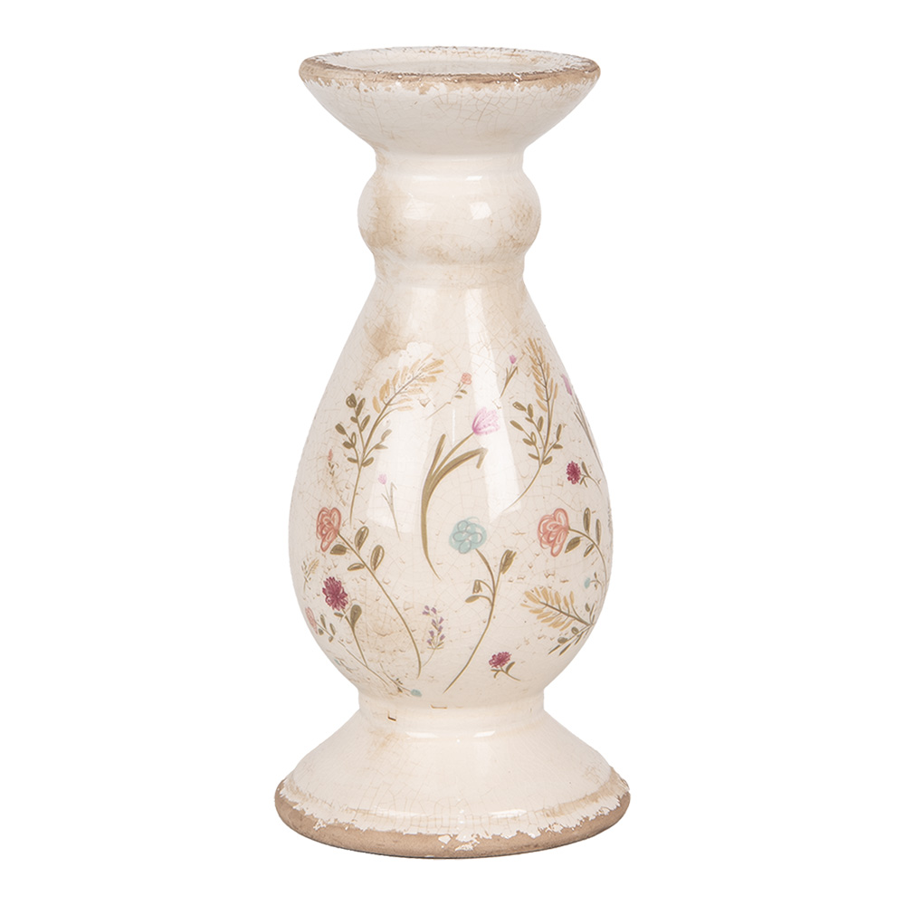 Clayre & Eef | Kandelaar Beige Roze ø 12x26 cm | 6CE1945M