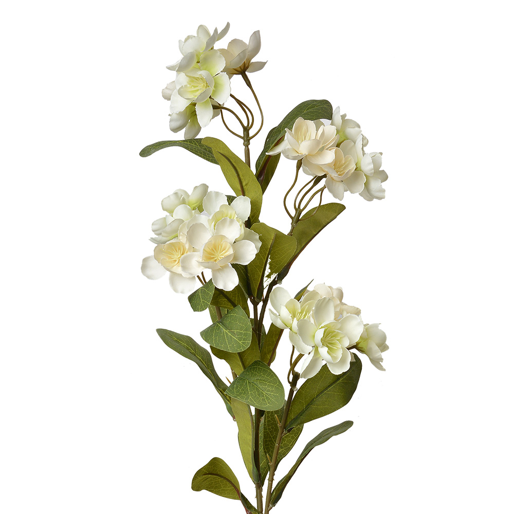 Clayre & Eef | Decoratie tak met bloemen Wit Groen 17x14x70 cm | 6PL0344W