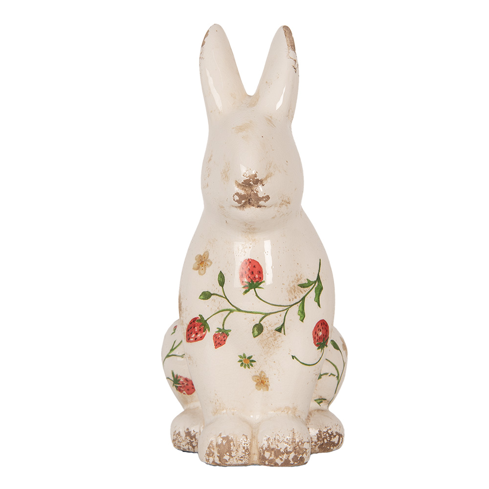 Clayre & Eef | Decoratie Beeld Konijn Beige Rood 16x12x28 cm | 6CE1960L
