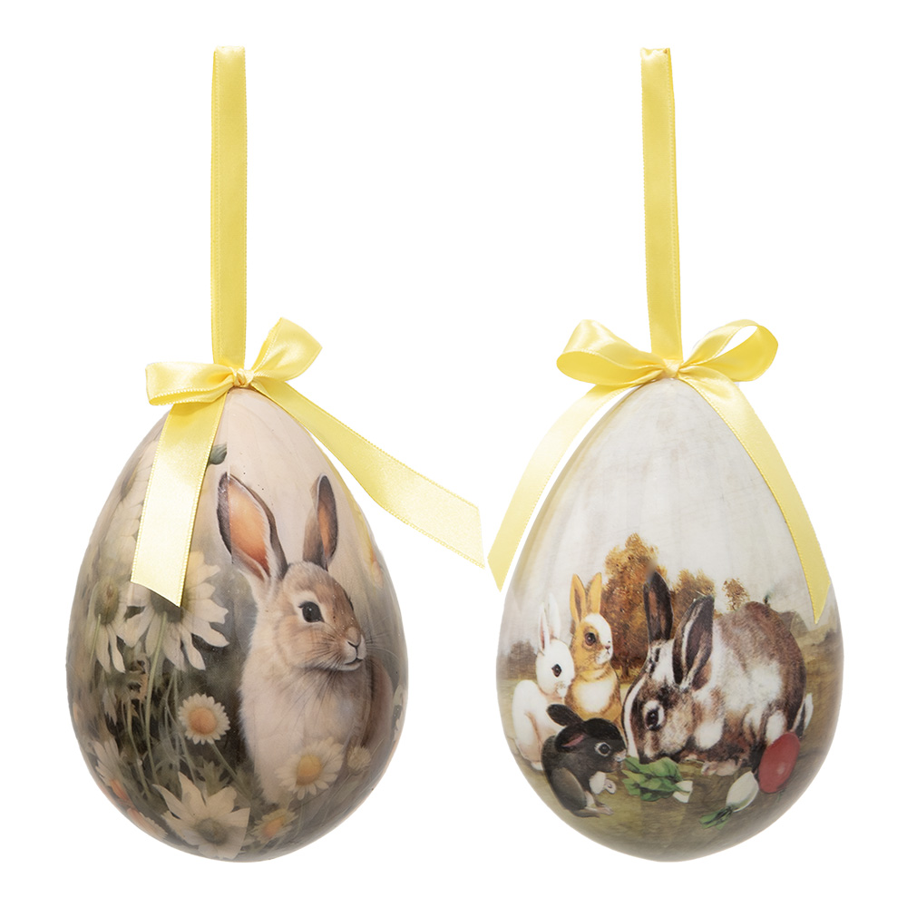 Clayre & Eef | Decoratie Hanger Ei (set 2) Meerkleurig ø 11x15 cm | 65915