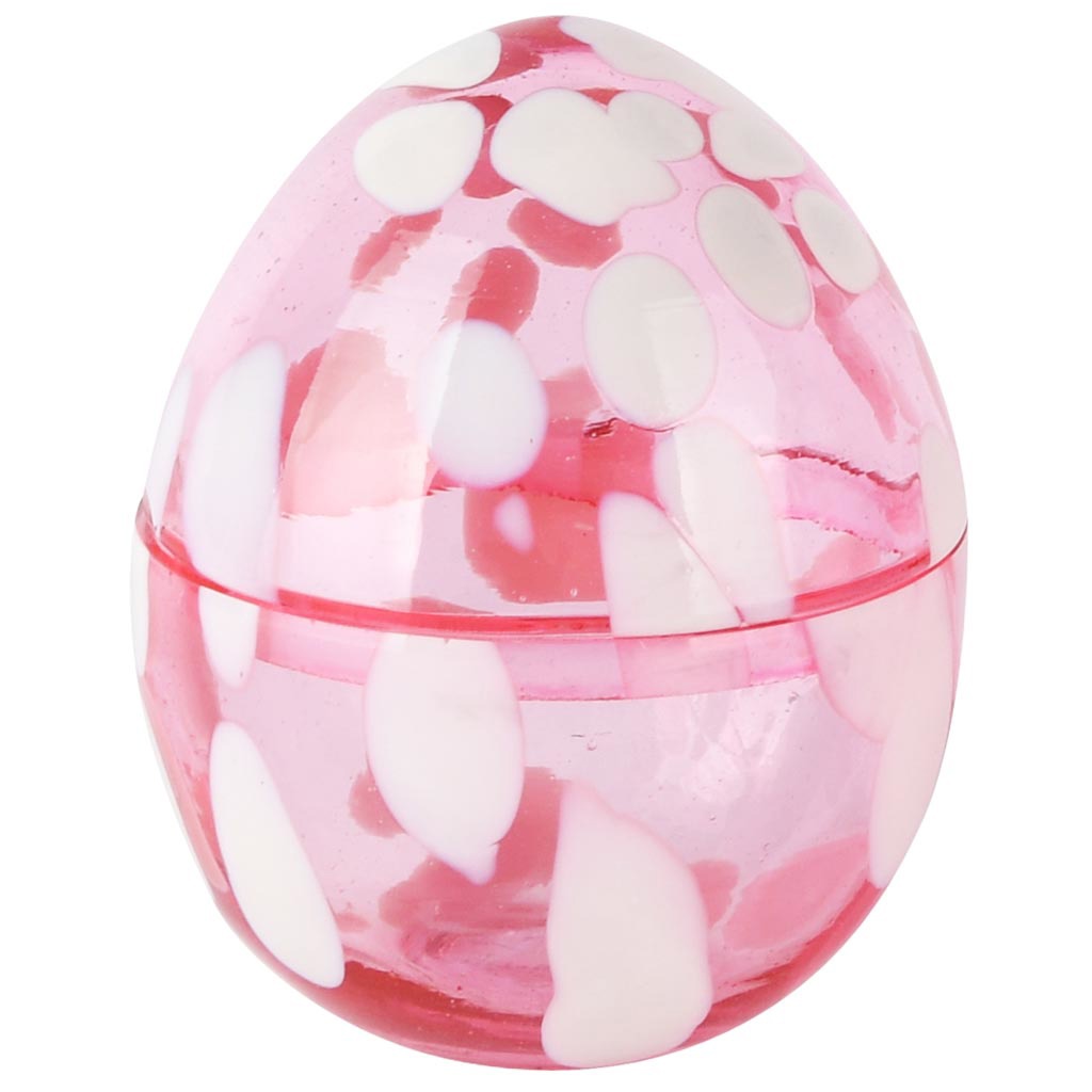 Dekoratief | Bonbonni?re ei 'Smudge Pink', glas, 10x10x13cm | A253002