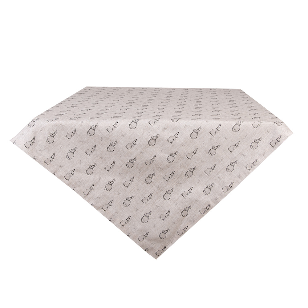 Clayre & Eef | Vierkant Tafelkleed Beige Grijs 100x100 cm | BNS01