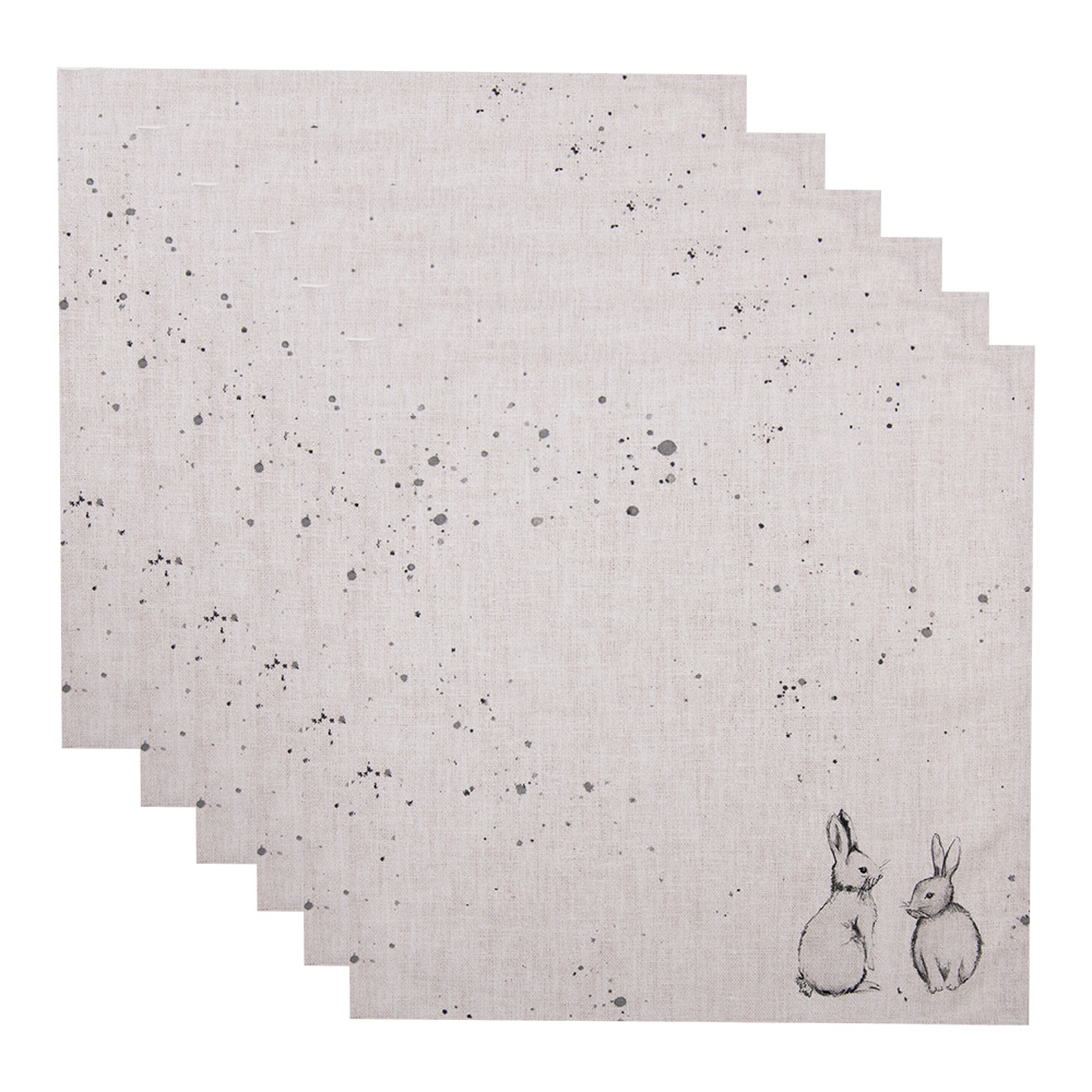 Clayre & Eef | Servetten Katoen Set van 6 Beige Grijs 40x40 cm | BNS43