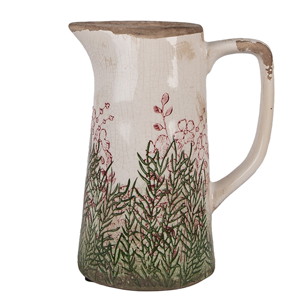 Clayre & Eef | Decoratieve Schenkkan Beige Groen 16x11x20 cm | 6CE2016M