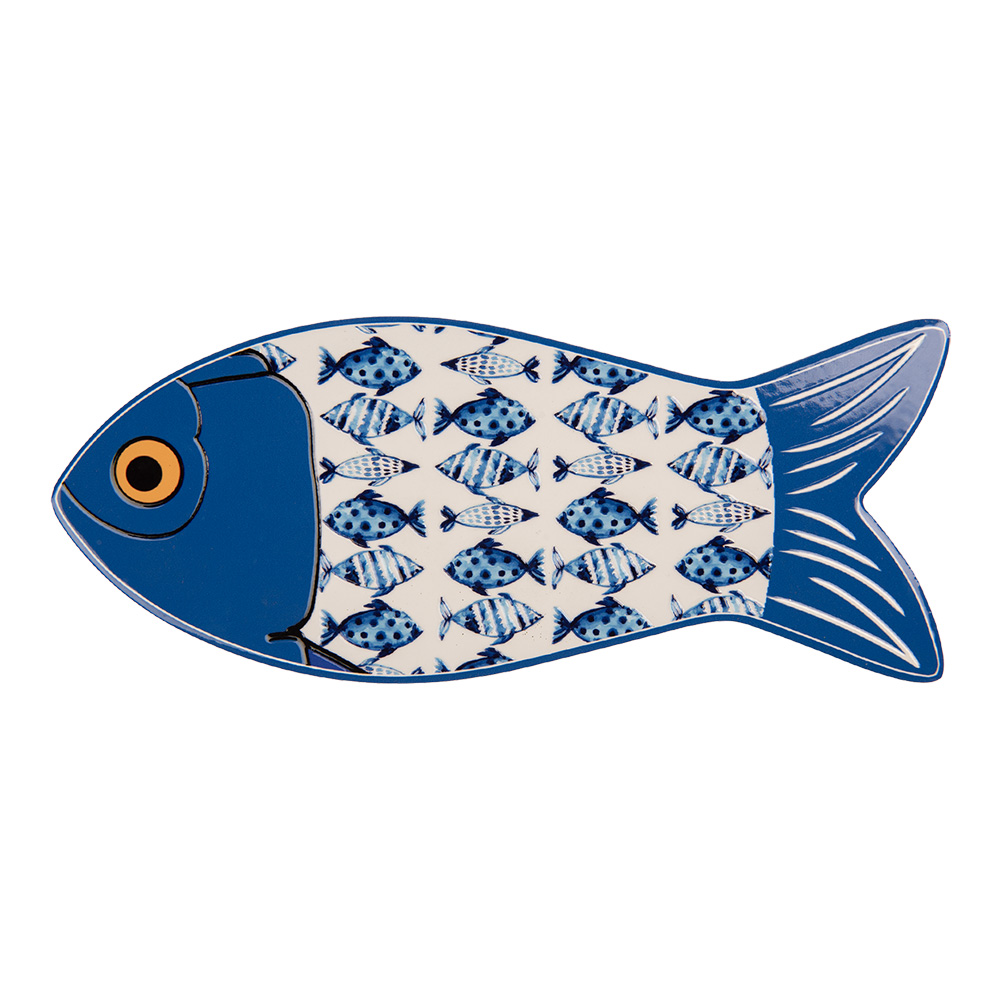 Clayre & Eef | Pannenonderzetter Blauw Wit 12x30x1 cm | 6CE2059