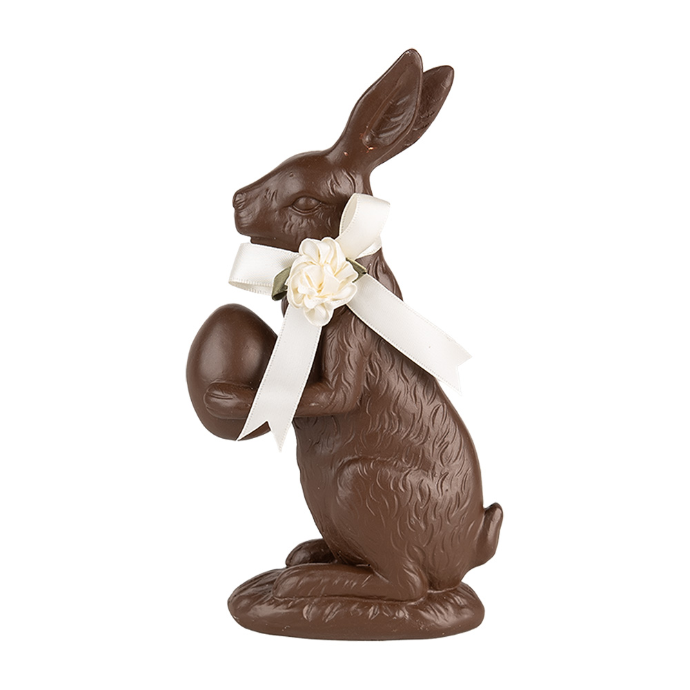 Clayre & Eef | Decoratie Beeld Konijn met ei Bruin Wit 11x5x20 cm | 6PR5205