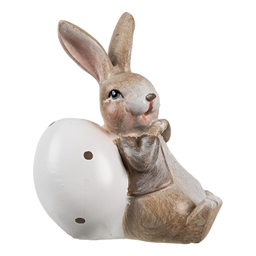 Clayre & Eef | Decoratie Beeld Konijn Bruin Wit 6x4x8 cm | 6PR5266
