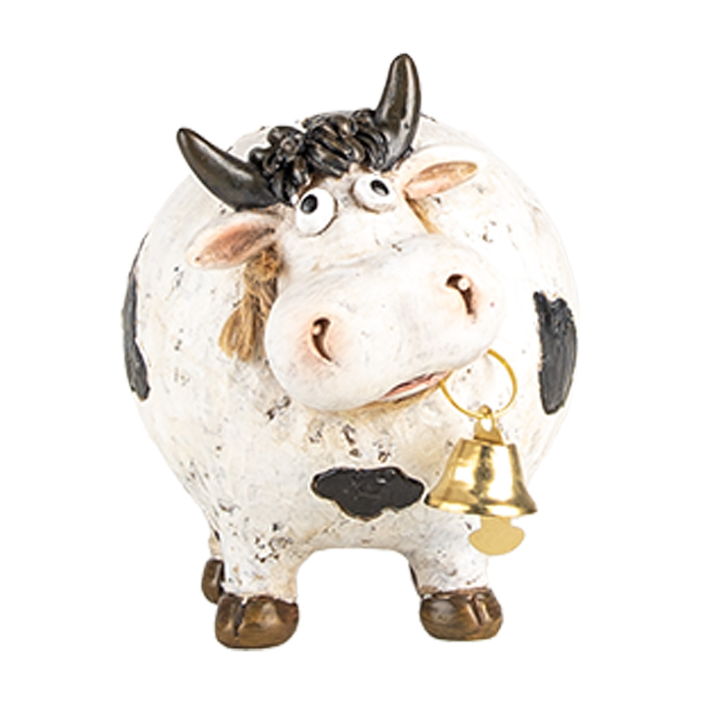 Clayre & Eef | Decoratie Beeld Koe Wit Zwart 9x7x9 cm | 6PR5275