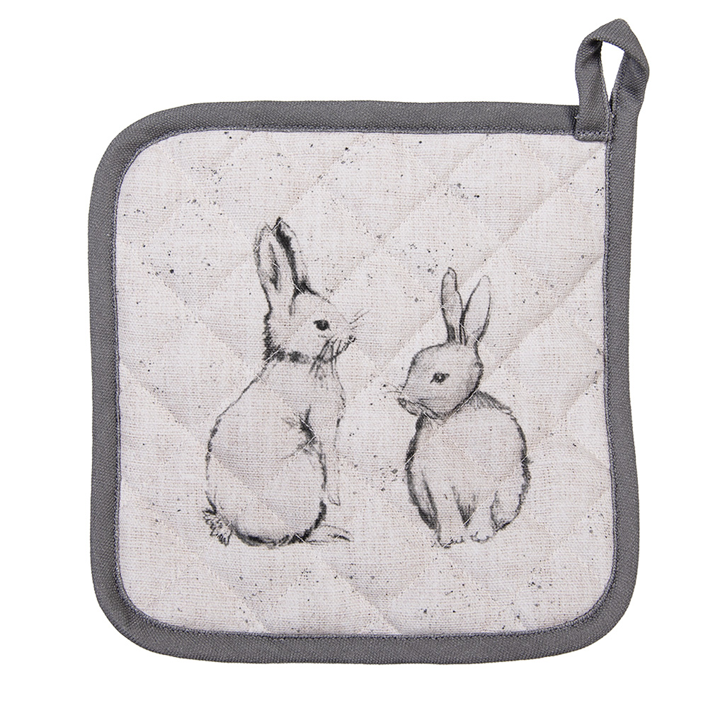 Clayre & Eef | Pannenlap Beige Grijs 20x20 cm | BNS45